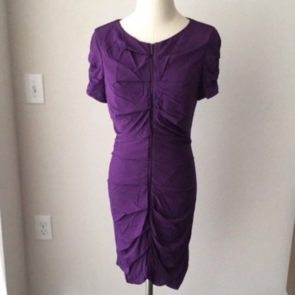 Bebe L Purple Ruched Dress